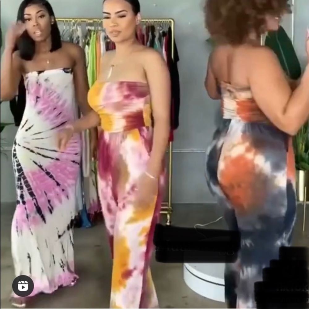 Tie Dye Strapless Maxi Dress